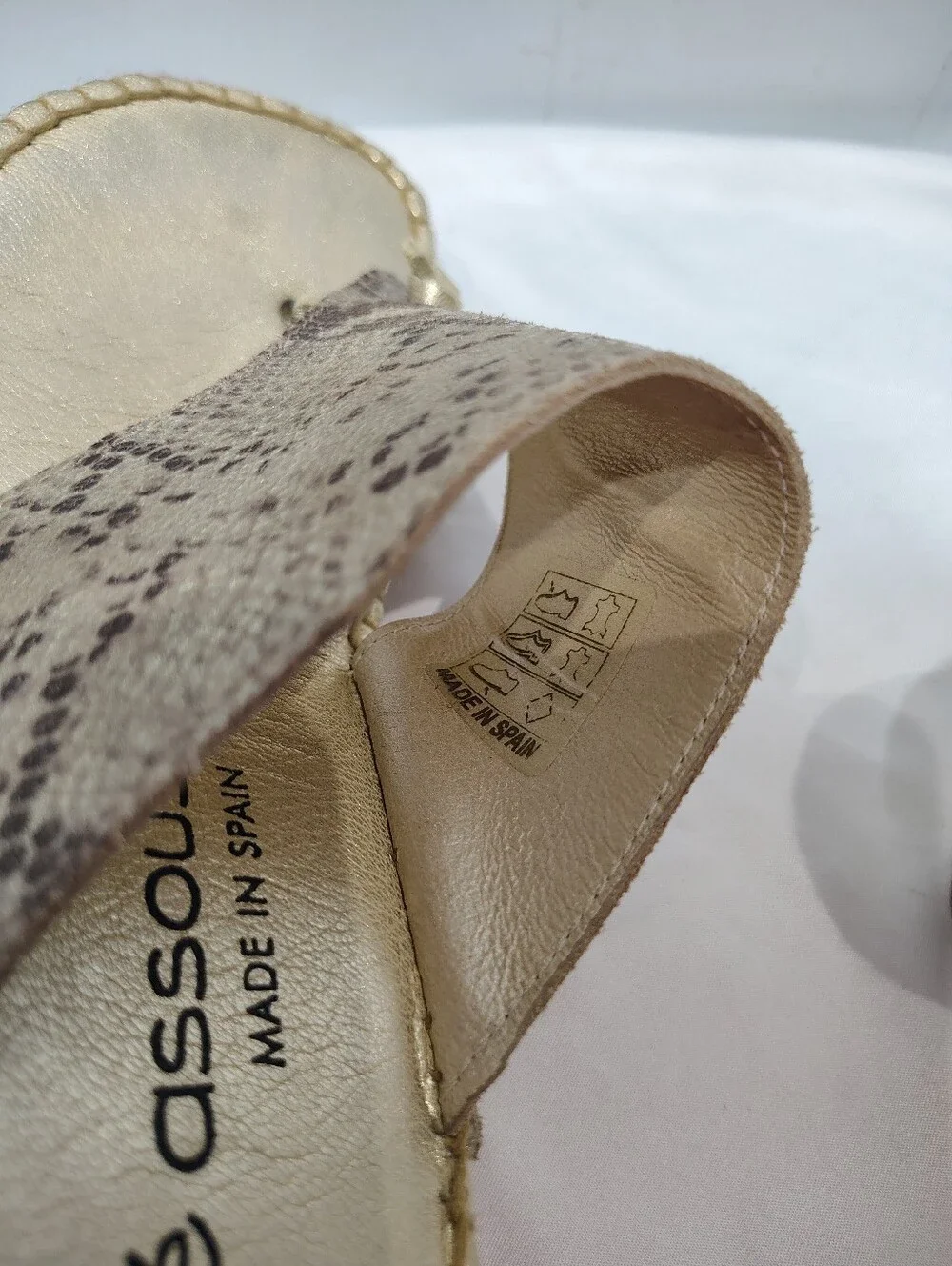 Andre Assous Metallic Snakeskin Jute Espadrille Wedge Sandals Spain Womens 39 8